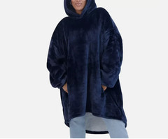 The Wayy Unisex Big Plush Lined Over-Sized Hooide, Navy, One Size