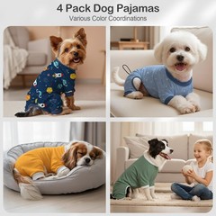 4 Pack Dog Pajamas Pet Costumes Dog Jammies Bodysuits Sweatshirt Adjustable Brea