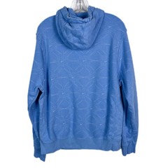 Y2K Nike All Over Print Swoosh Logo Hoodie Blue Pullover Sweatshirt Mens Medium