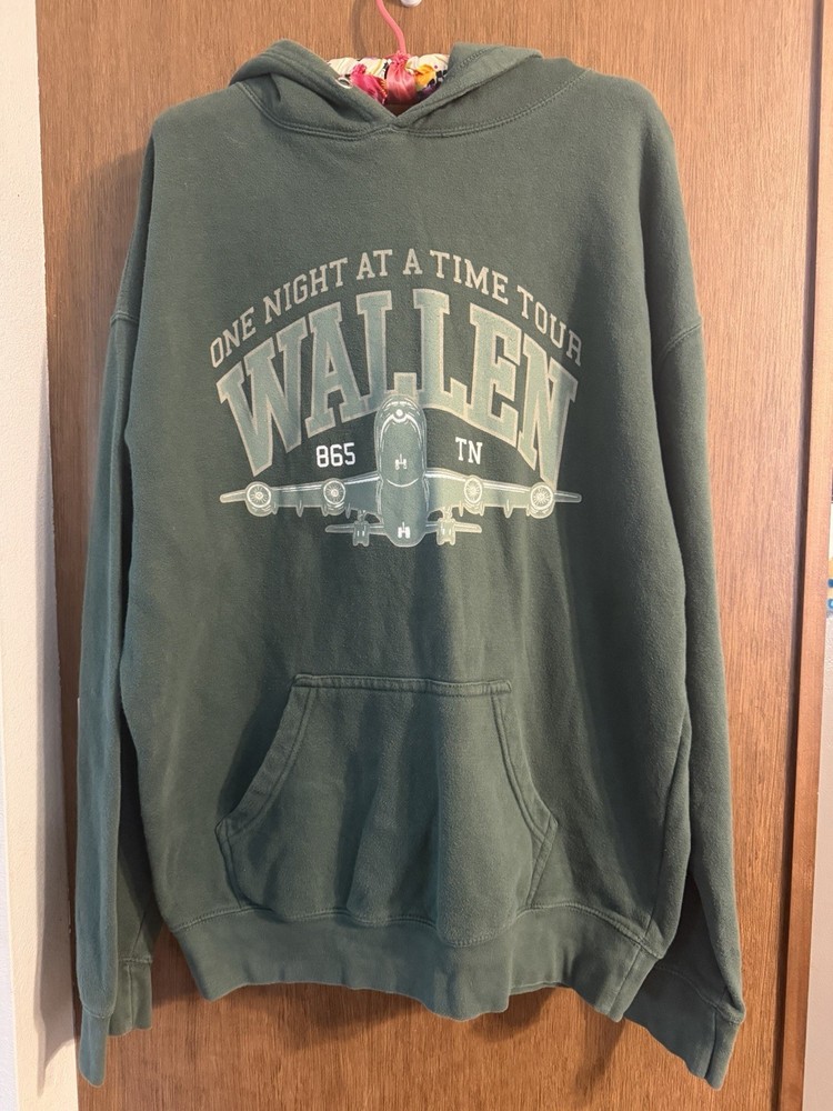 Morgan Wallen One Night At A Time World Tour Hoodie Mens L Green Concert 2024