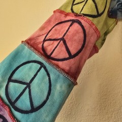 Hippie Peace Sign Hoodie Large Tie Dye Striped Exposed Seam Zip Up Multi Jacket