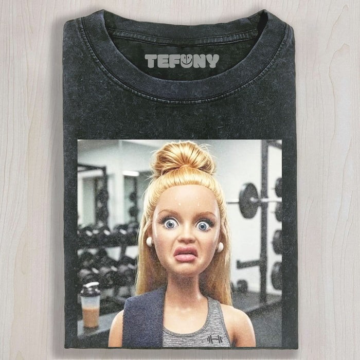GYM DOLL GIRL FUNNY FACE MEME V9 UNISEX TEE