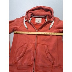 Fat Face Mens Full Zip Hoodie Coral Red Waffle Lined Hood Sweatshirt Medium
