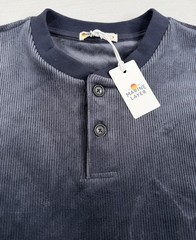 Marine Layer Velour Corduroy Henley India Ink Sweater Blue Stretch Men M $98 NWT