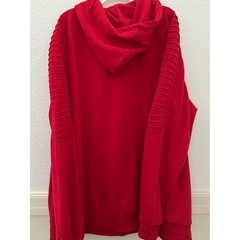 Coofandy Mens Red Black Bags Graphic Hoodie Moto Pleated Sleeve XXL Sweatshirt