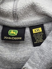 John Deere Men’s Gray Logo Pullover Pouch Pocket Heavyweight Hoodie. Size XXL