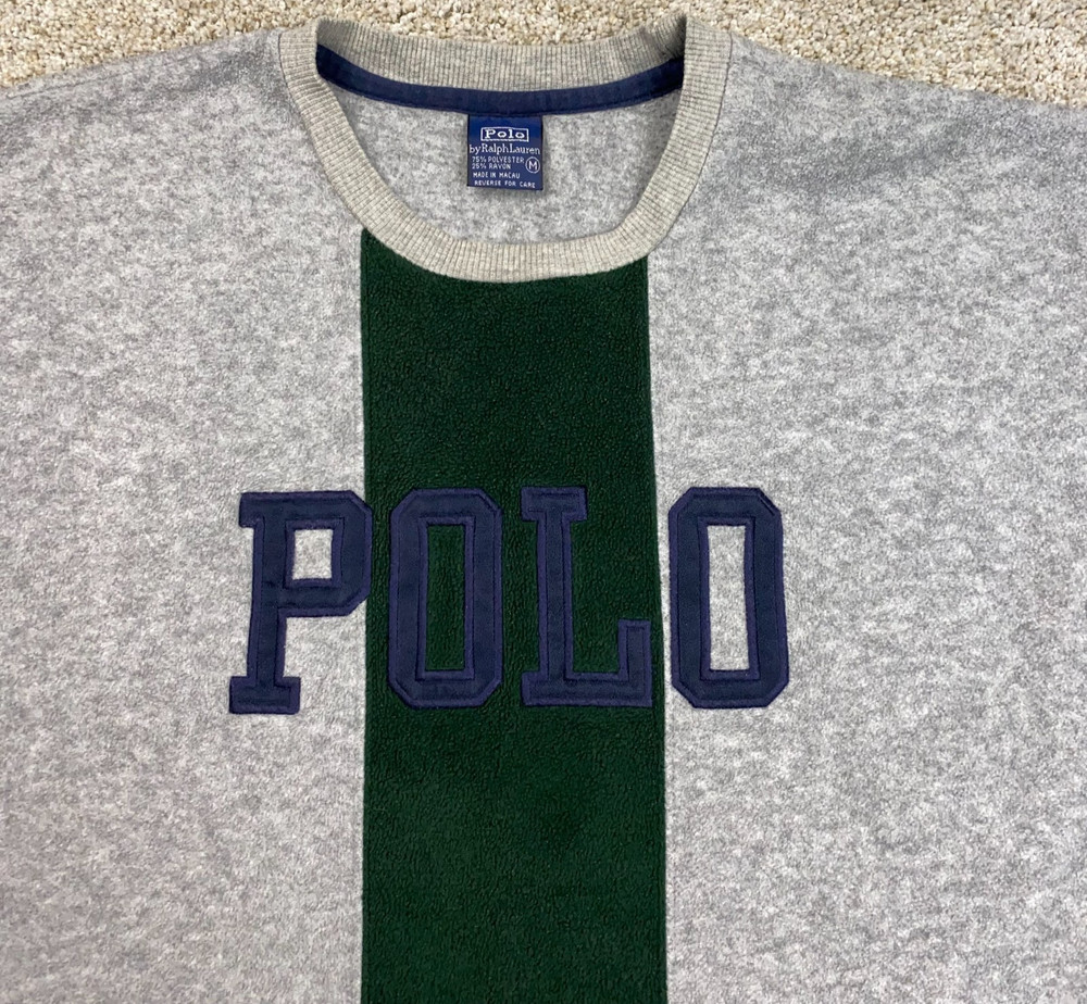 Vintage Polo Ralph Lauren Fleece Sweatshirt Mens M Embroidered Color Block
