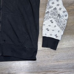 Dogg Supply Bandana Print Zip-Front Hoodie Mens S Black White Paisley Pattern