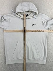 Nike Hoodie Mens Large White Fleece Pullover Swoosh Logo Kangaroo Sweatshirt