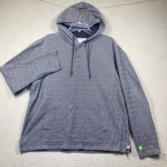 Old Navy Baja Henley Hoodie Mens XL Navy Blue Herringbone Textured Pullover FLAW