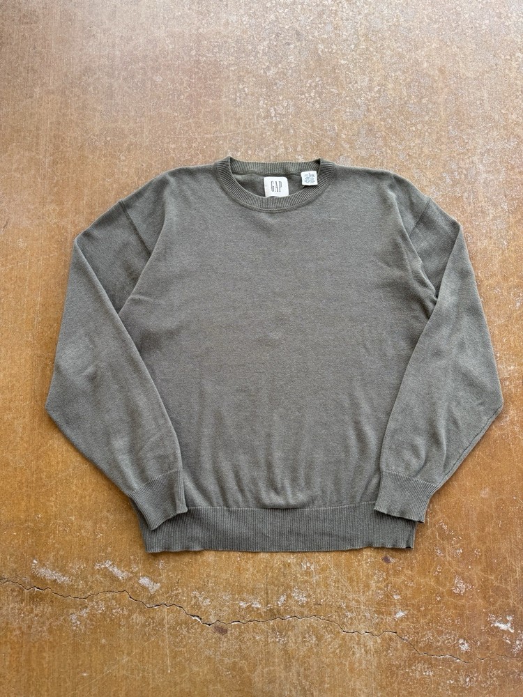 VTG The GAP Rayon Cotton Blend Crewneck Sweater Preppy Collegiate Olive Green (S