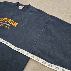 VTG 90s Vietnam Veterans Memorial Jersey Crewneck Sweatshirt Black Embroidered M