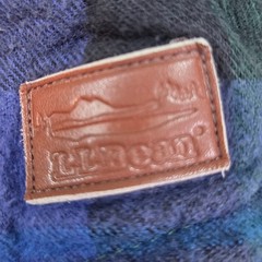 L.L. Bean Flannel Hoodie Mens M Relaxed Fit Full Zip Plaid Blue Green 502092 M
