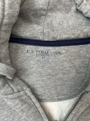 US Polo Assn. Men’s Gray Full Zip Fleece Hoodie Logo Pockets Solid XL