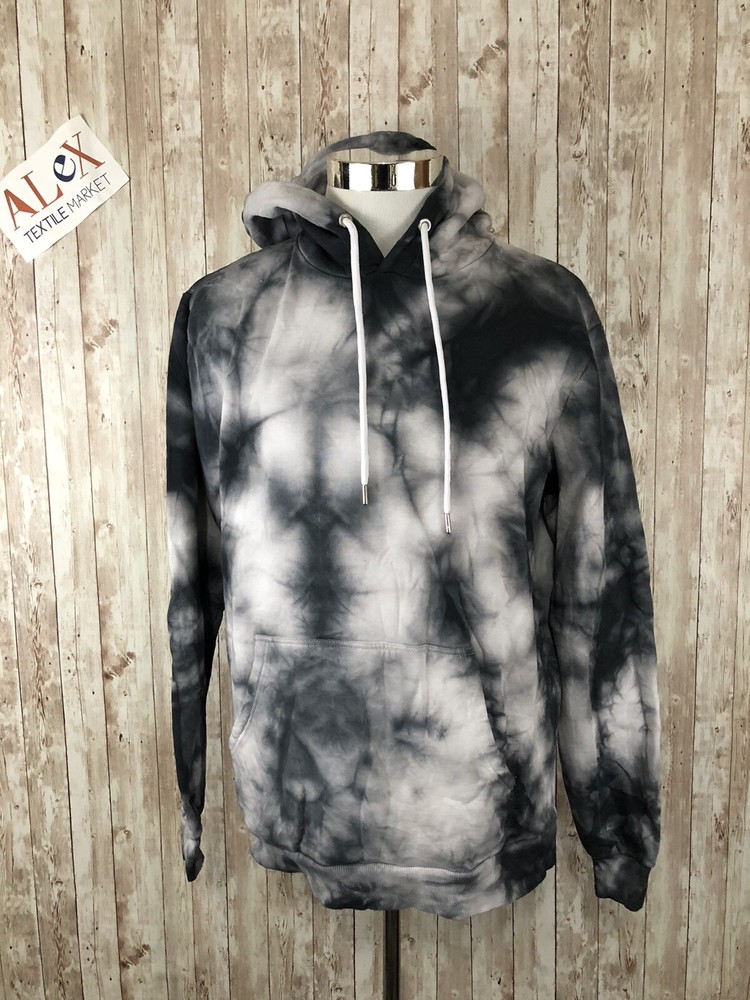 Boohoo Hoodie Mens Small Tie Dye Sweatshirt Gray Pullover Long Sleeve N112