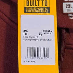 Carhartt Fast Dry Sweater 2XL Tall Mens Brown Lightweight Hoodie Outdoor NWT