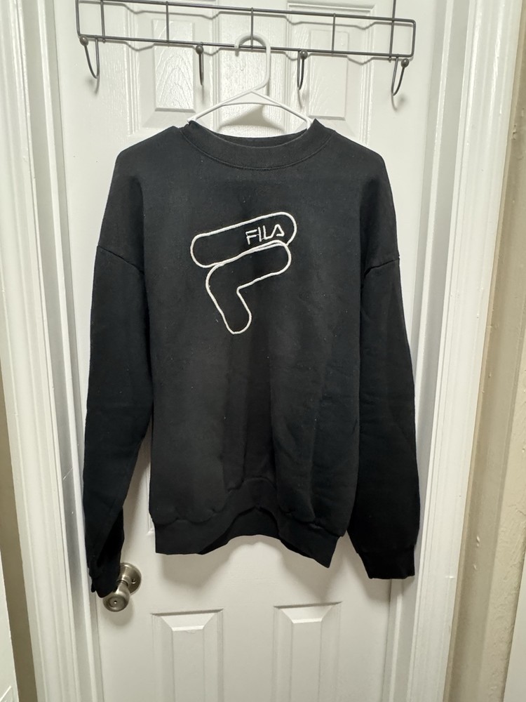 Fila Heavyweight Long Sleeve Black Sweatshirt Size XL