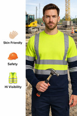 Hi Vis Viz Sweatshirt Workwear Safety Long Sleeves Pullover Crew Neck Jumper