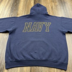 Vintage United States Navy Hoodie Mens XL Blue US Sailor Spellout 90s Sweatshirt