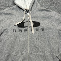 Oakley Hoodie Mens XL Gray Full Zip Fleece Kangaroo Pocket Sweatshirt Logo