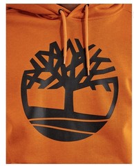 Timberland Mens Orange Tree Logo Fleece Pullover Hoodie Small