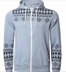 Men’s Aztec Print Zip Up Hoodie Long Sleeve Pockets Polycotton XS S M L XL XXL