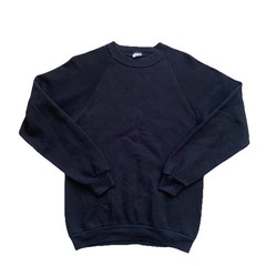 Vintage 90s Black Blank Sweatshirt Medium Plain Crewneck Basic