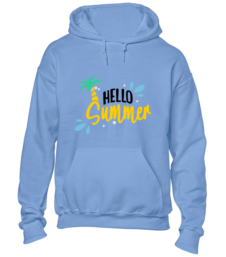 HELLO SUMMER HOODY HOODIE HOLIDAY BEACH CASUAL CLOTHING TOP COOL SLOGAN FUNNY