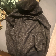 BCG Men’s Heathered Pullover Hoodie w/ Pockets Drawstring Black/Gray M
