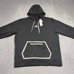 Adidas Team Issue Hoodie Men Large Black Grey Sweatshirt Pullover Fleece HI2906