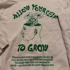 Men’s CHNGE Hoodie Beige Grow Learn Sz M BOHO Sustainable Terry Lined Organic