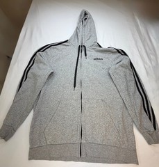 Adidas Men’s Hoodie Sweatshirt Full Zip Front Pockets Logo Size XL Grey
