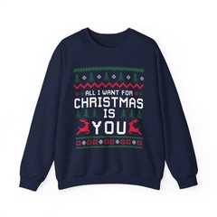 Christmas Sweatshirt Holiday Apparel Pullover, Embroidered Detail (Cotton-Poly