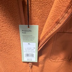 Goodfellow & Co Men’s Orange Mock Neck 1/4 Zip Fleece Pullover Pockets XL