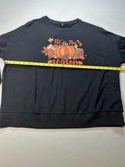 Tis The Season Pullover Sweatshirt~Pumpkin~Fall Season~Football~Size XL~Black~