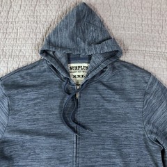 Surplus Hoodie Men 2XL Blue Full Zip Fleece Drawstring Hood Kangaroo Pockets
