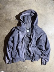 Y2K 22000S SUN FADED THERMAL FULL ZIP HOODIE PURPLE WASH BOXY FIT SIZE LARGE
