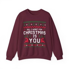 Christmas Sweatshirt Holiday Apparel Pullover, Embroidered Detail (Cotton-Poly