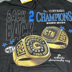 China Town MARKET Back to Back Champions 2021 Black Pullover Hoodie M New
