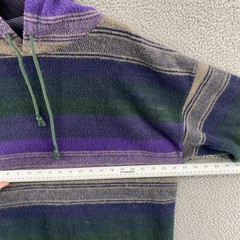 Vintage Todays News Hoodie Mens XL Purple Green Striped Acrylic Fleece 90s
