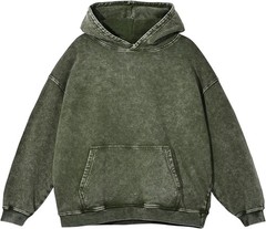 Mens Vintage Acid Wash Hoodie Oversized Pullover Streetwear Sweatshirt
