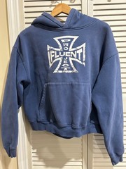 Project Fluent Blue Graphic Hoodie Sweatshirt Pullover Size Large
