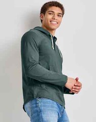 Hanes Men’s Hoodie Pullover 100% Cotton Jersey Originals Henley Cactus, Large