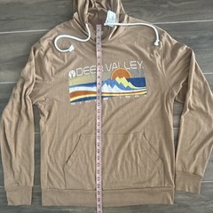 Deer Valley Ski Resort Logo Cotton Poly Rayon Blend Lightweight Hoodie Mens Med