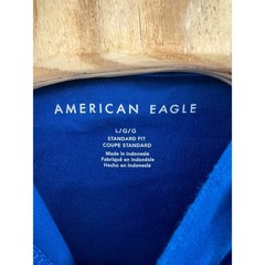 American Eagle Outfitters Blue Black Hoodie Pullover Eagle Logo Size L