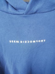 Seek Discomfort Yes Theory Lightning Bolt Classic Blue Pullover Hoodie Mens L