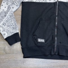 Dogg Supply Bandana Print Zip-Front Hoodie Mens S Black White Paisley Pattern