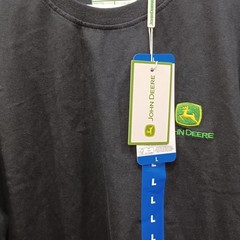 John Deere Men’s Long Sleeve L T-Shirt Embroidered Logo Crew Neck Black NWT