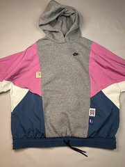 Vintage Nike Retro Grey Pink Blue Color block Hoodie Sz M Multiple Tags 2k Hip