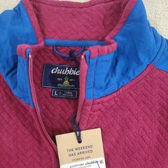 NEW Chubbies 1/4 Zip Pullover Mens Sz L Quilted Sweatshirt Deep Red Weekender